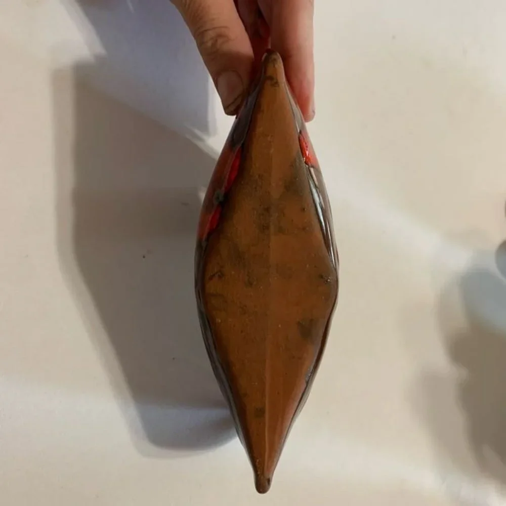 Vintage McMaster Craft Pottery Indian In Canoe Souvenir Canada Indigenous Red Gl - Picture 8 of 8
